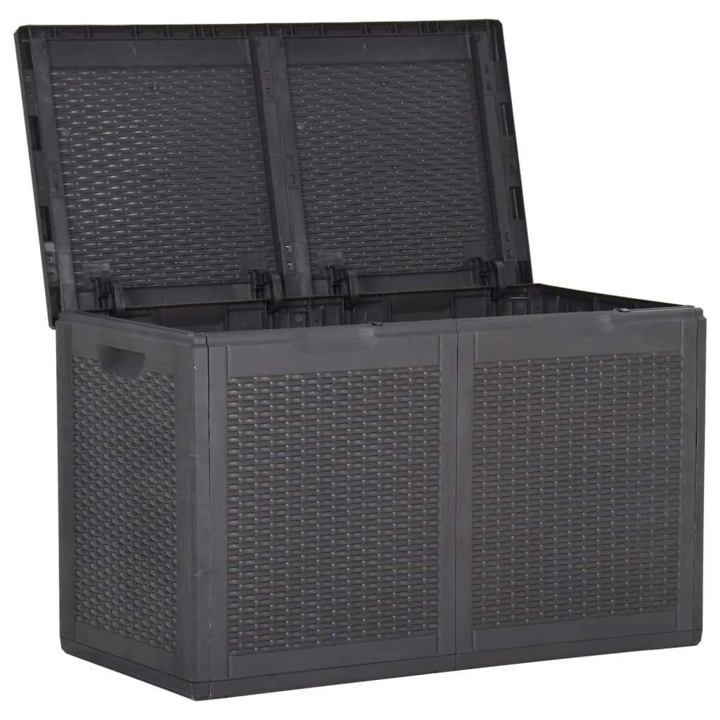 vidaXL Градинска кутия за съхранение, 180 л, черна, PP ратан