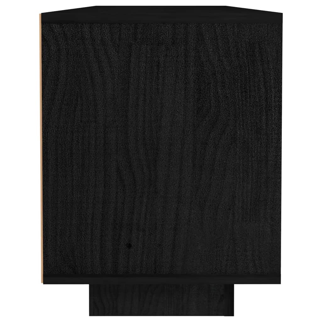 vidaXL ТВ шкаф, черен, 110x30x40 см, бор масив