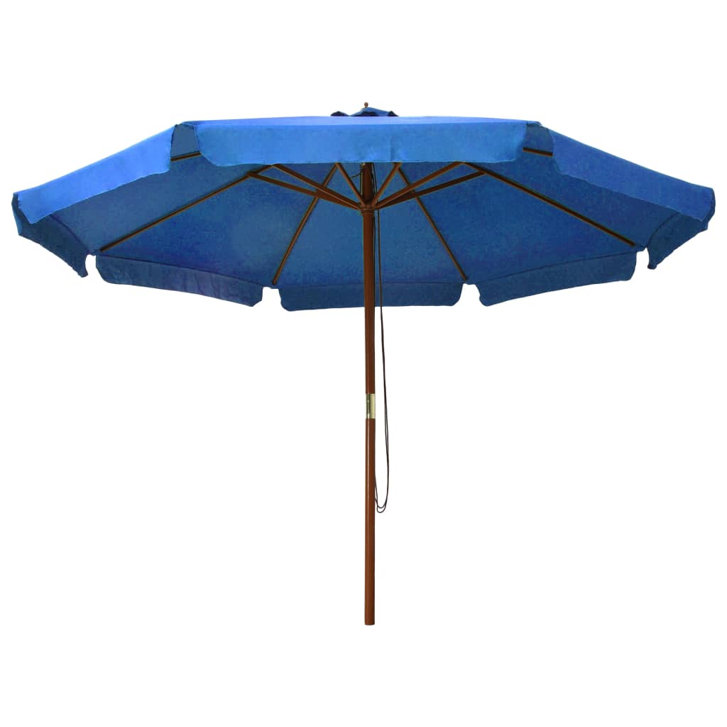 vidaXL Градински чадър с дървен прът, 330 см, лазурен