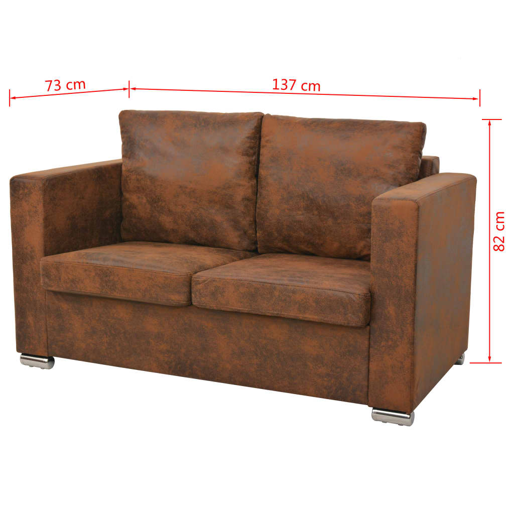 vidaXL Двуместен диван, 137x73x82 см, изкуствен велур