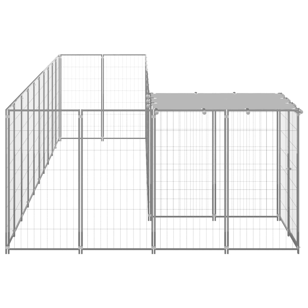 vidaXL Клетка за кучета, сребриста, 7,26 м², стомана