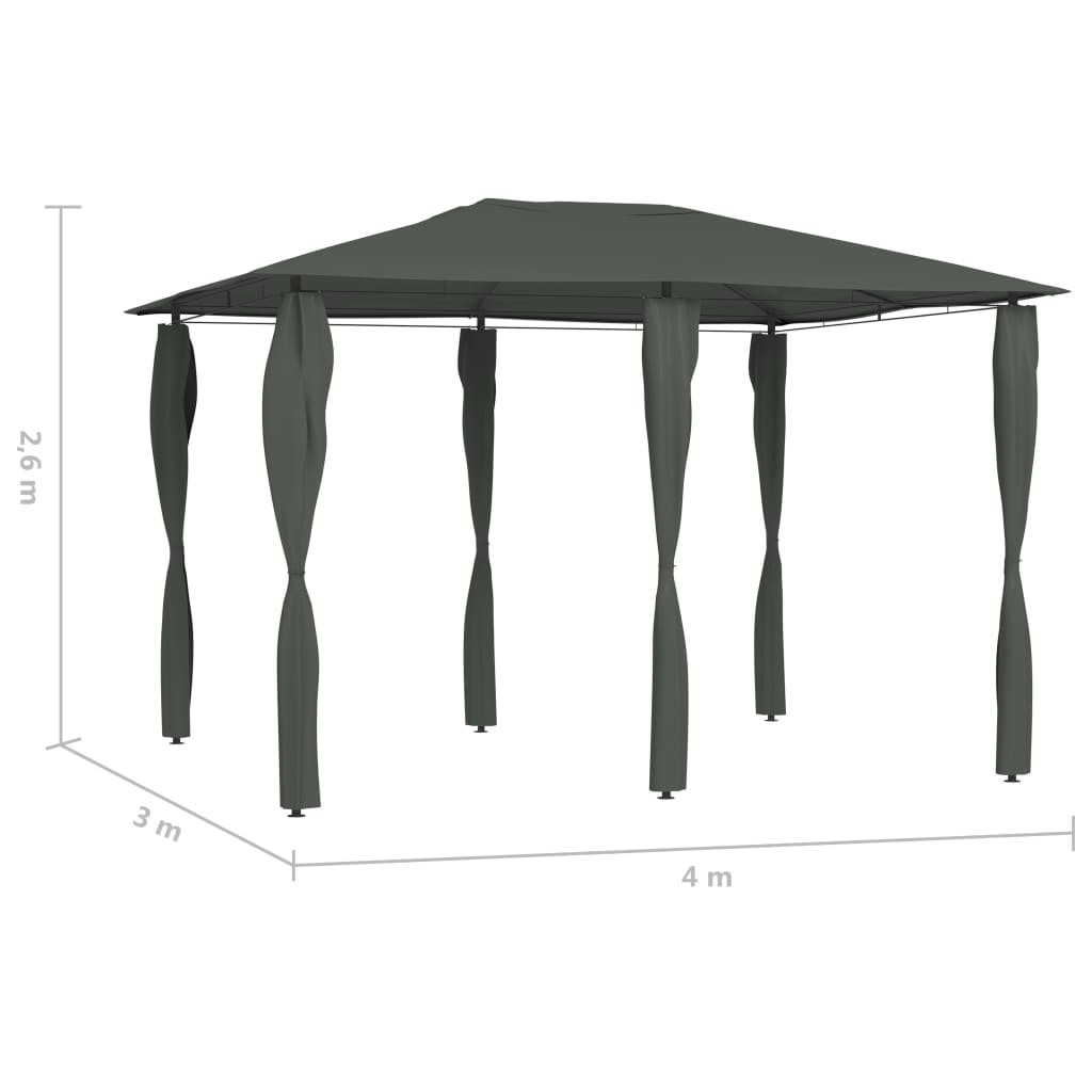 vidaXL Шатра с покривала на стълбовете, 3x4x2,6 м, антрацит, 160 г/м²