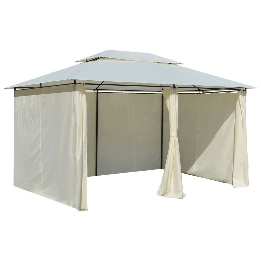 vidaXL Градинска шатра със завеси, 4x3 м, бяла
