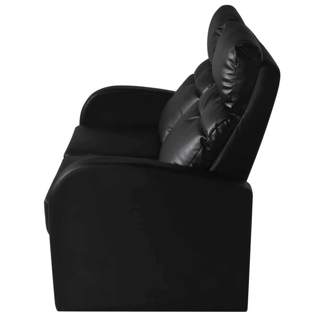 vidaXL LED диван реклайнер, 2-местен, изкуствена кожа, черен