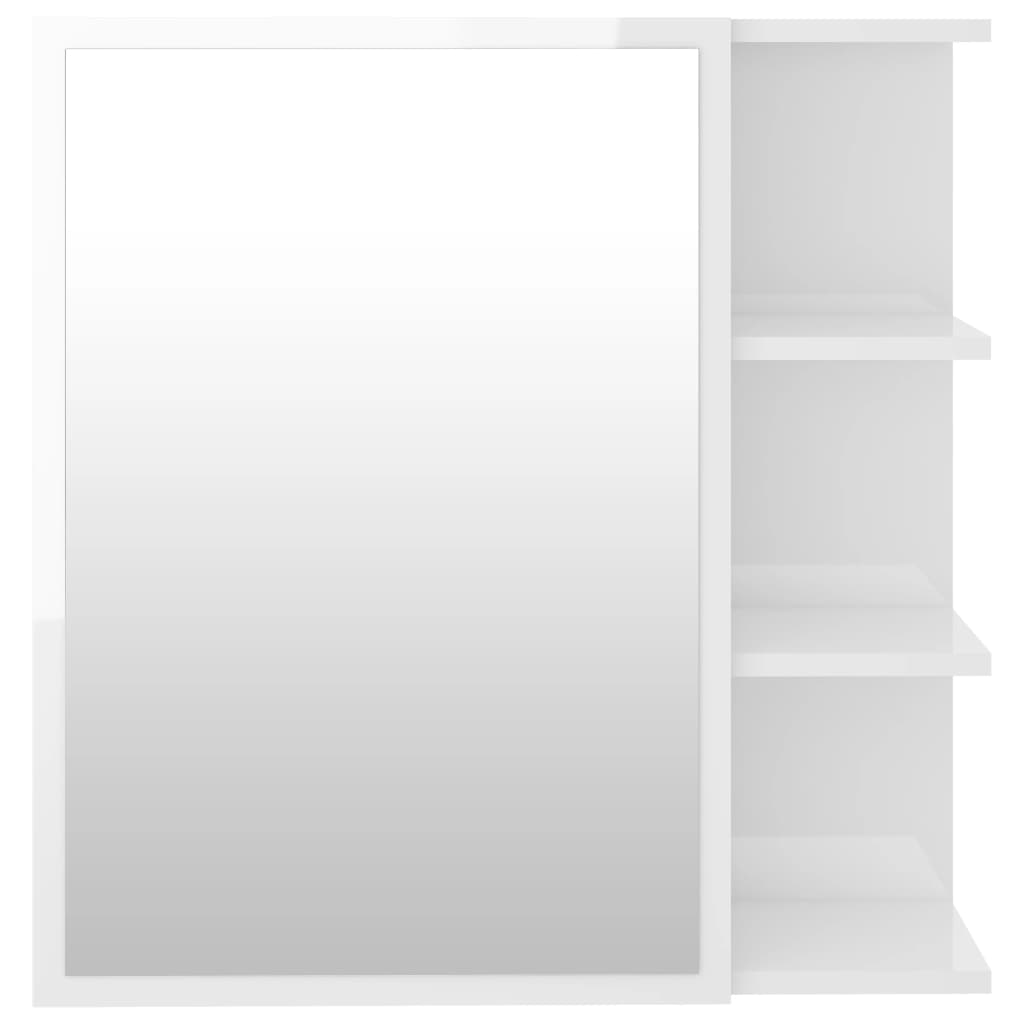 vidaXL Шкаф за баня с огледало, бял гланц, 62,5x20,5x64 см, ПДЧ