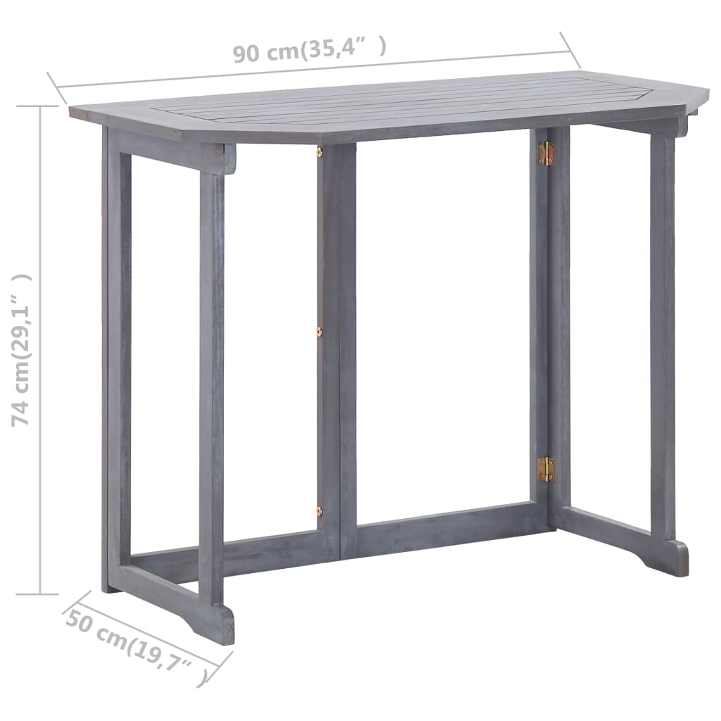 vidaXL Сгъваема балконска маса, 90x50x74 см, акация масив