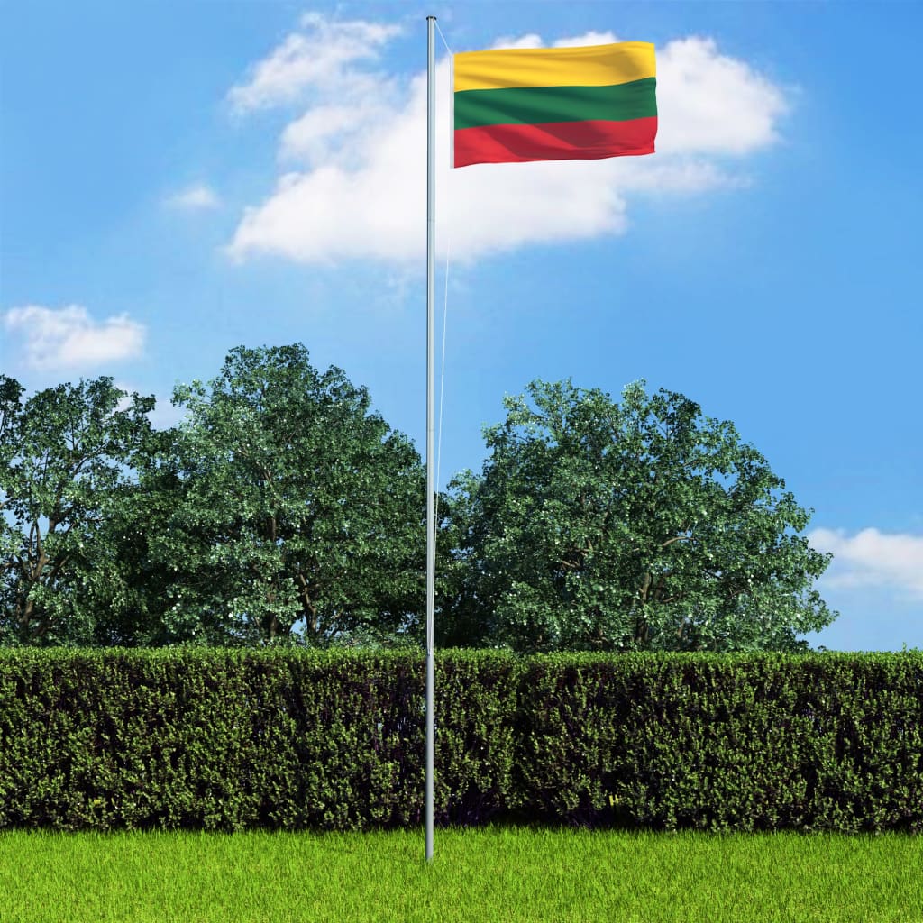 vidaXL Флаг на Литва и алуминиев флагщок, 4 м
