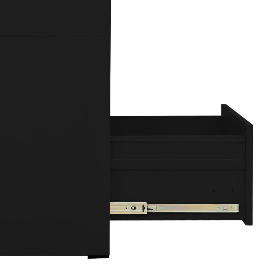 vidaXL Шкаф за папки, черен, 46x62x102,5 cм, стомана