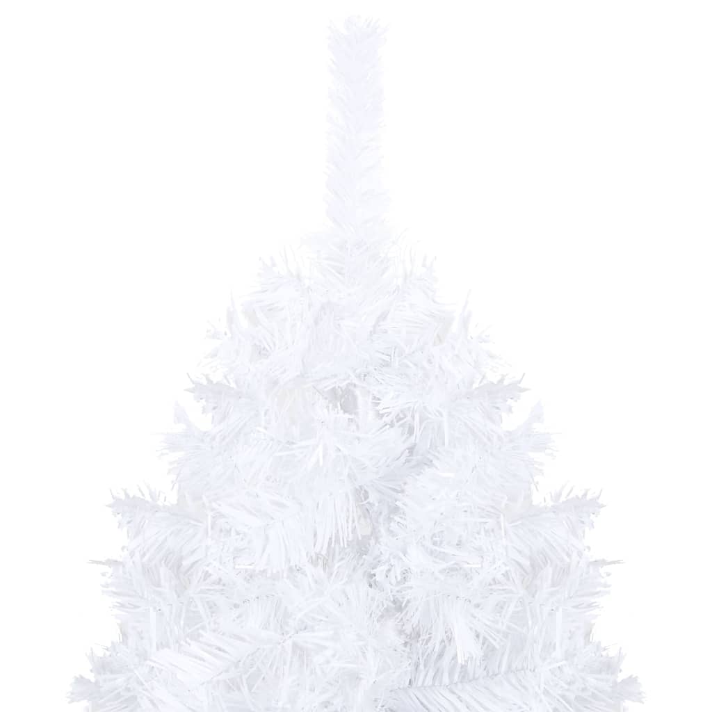 vidaXL Изкуствена осветена коледна елха с топки бяла 120 см PVC