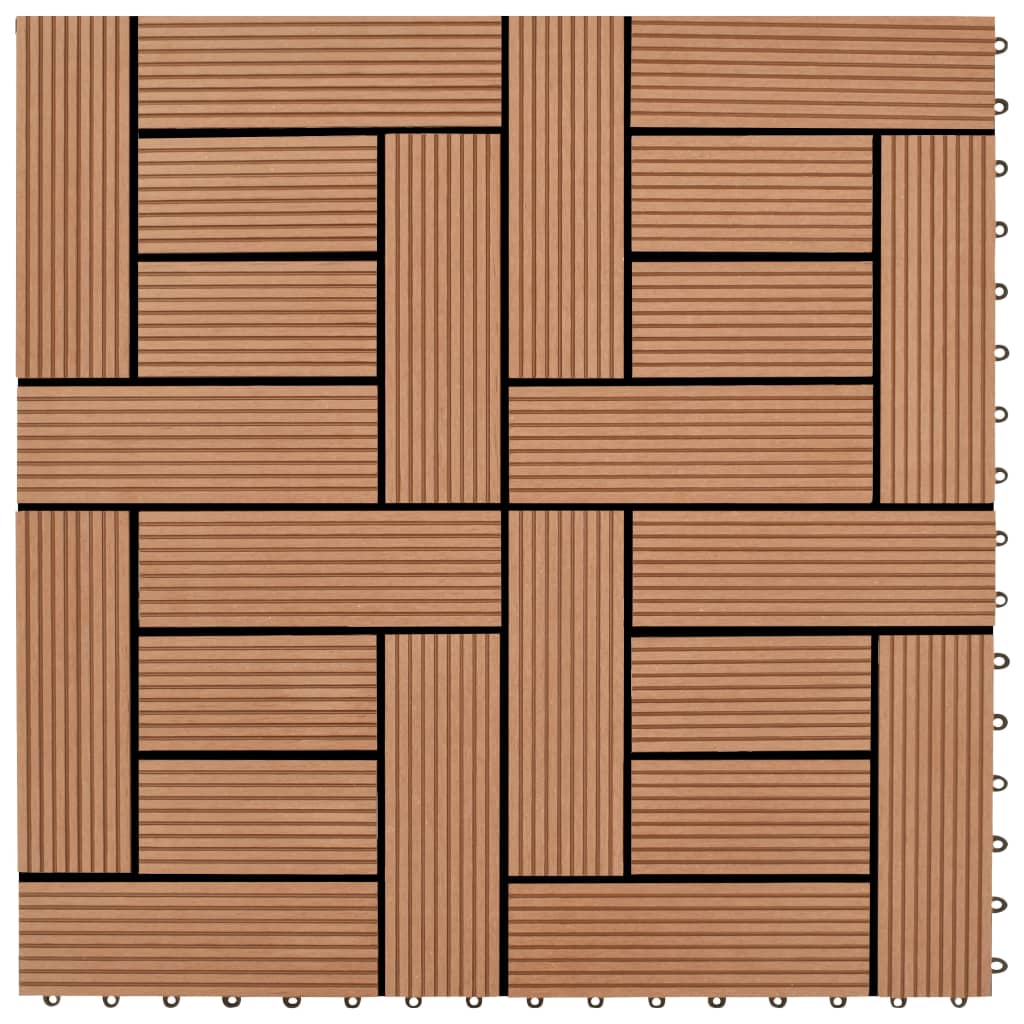 WPC декинг плочки за 1 кв. м, 11 бр, 30 x 30 см, кафяви