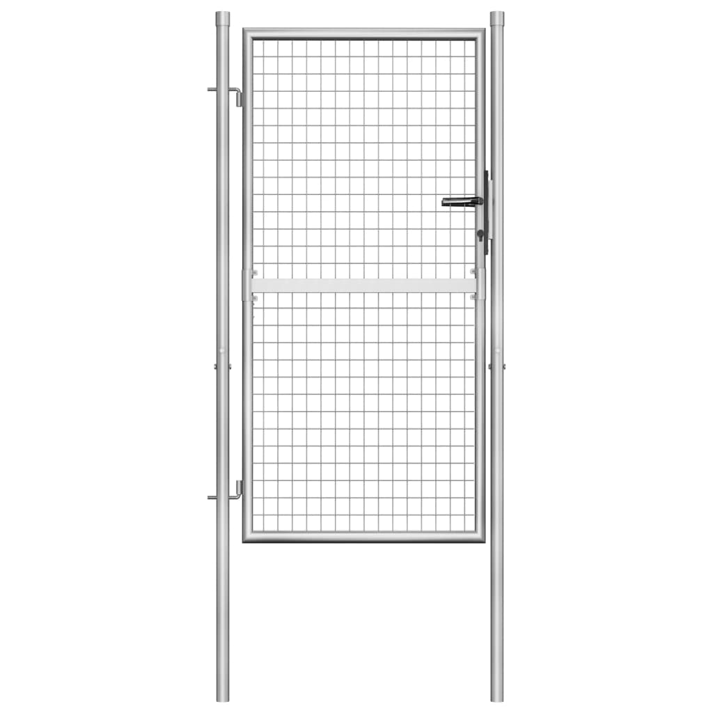 vidaXL Градинска врата, поцинкована стомана, 105x200 см, сребриста