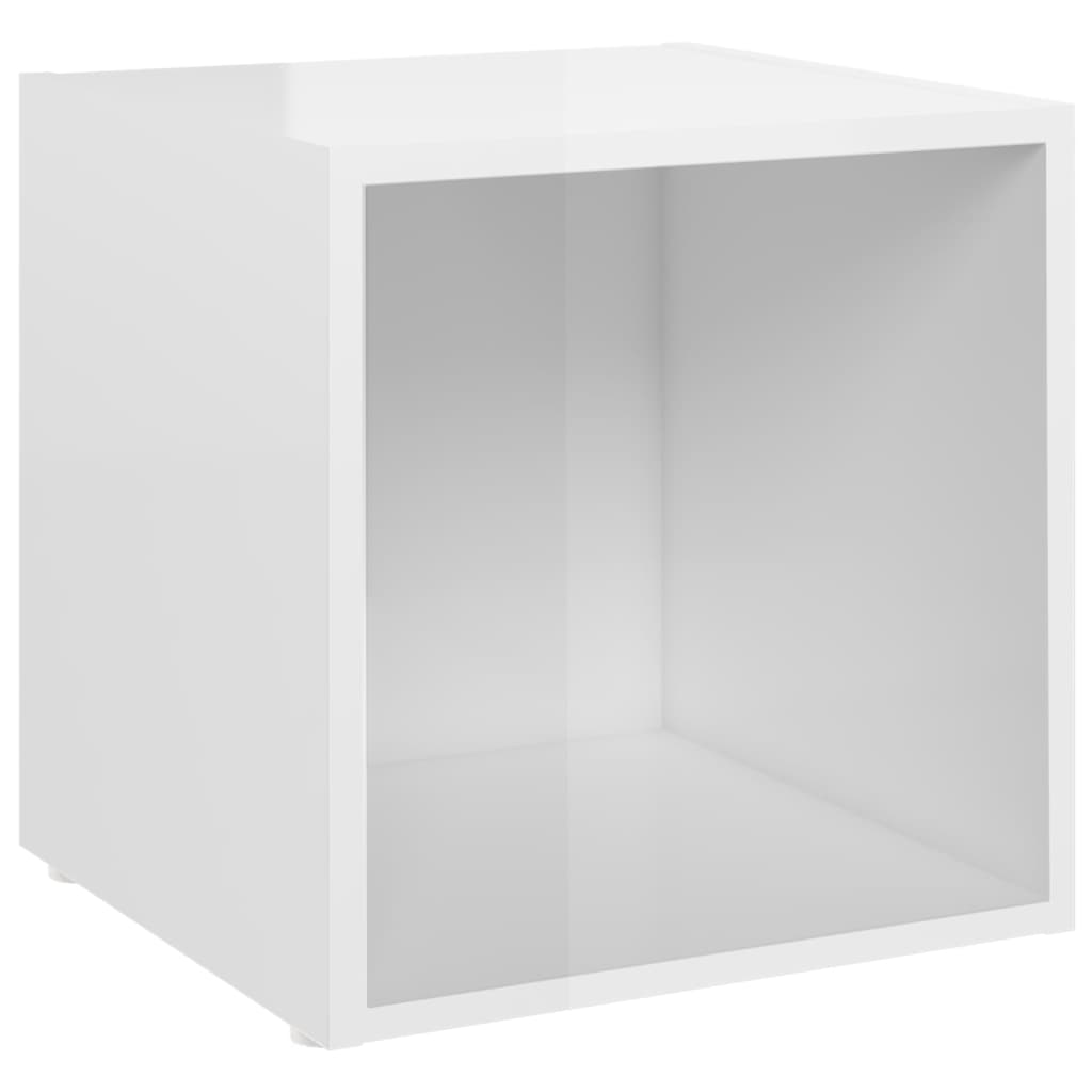 vidaXL ТВ шкафове, 4 бр, бял гланц, 37x35x37 см, ПДЧ