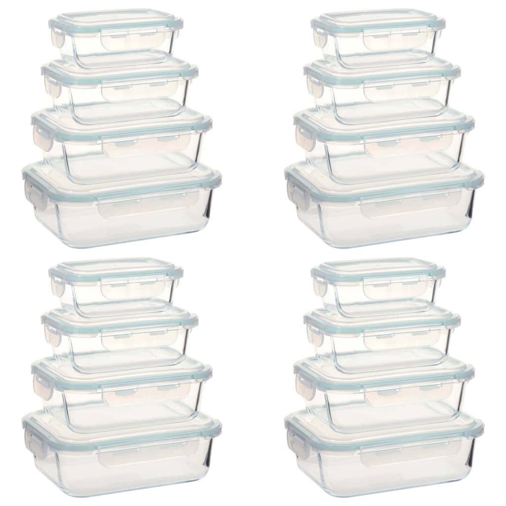 vidaXL Стъклени кутии за съхранение на храна, 16 бр