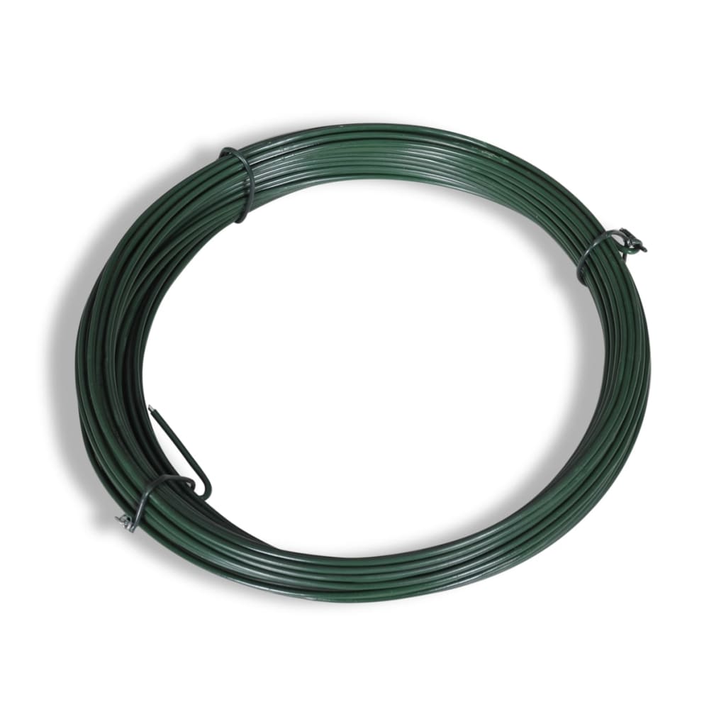 vidaXL Оградна мрежа с колове, стомана, 1,5x25 м, зелена