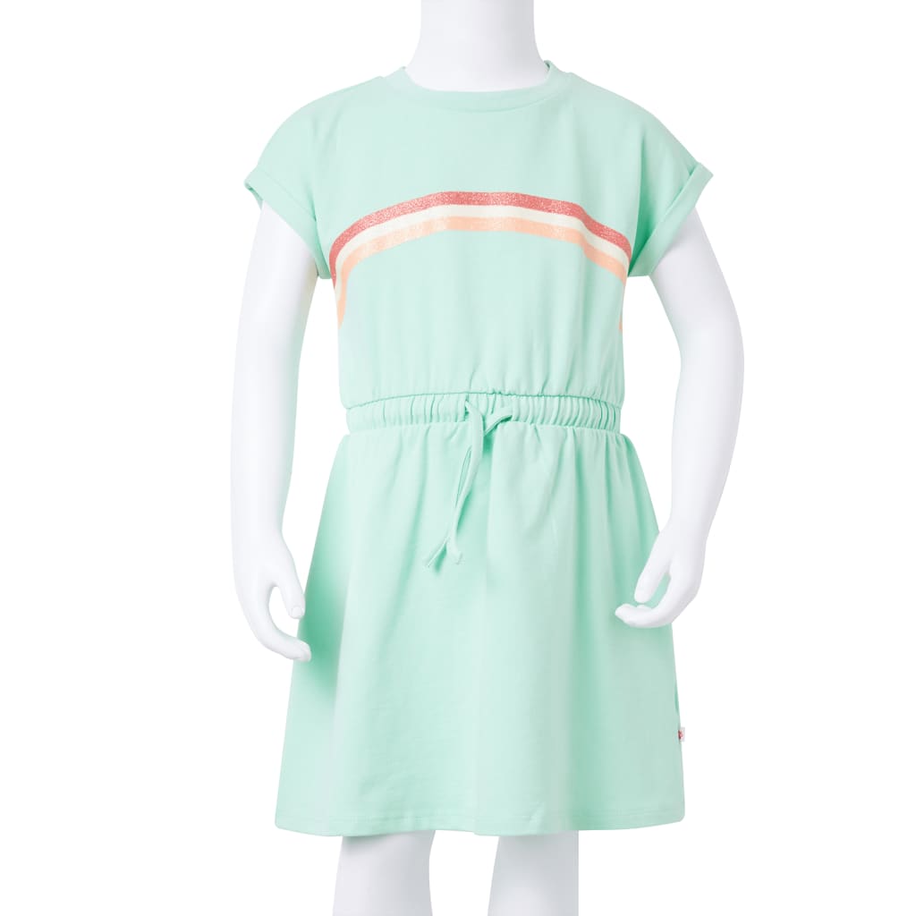 Детска рокля с връв, яркозелена, 92