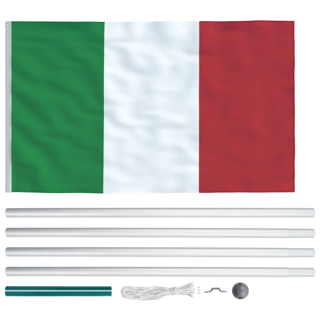 vidaXL Флаг на Италия и алуминиев флагщок, 6,2 м