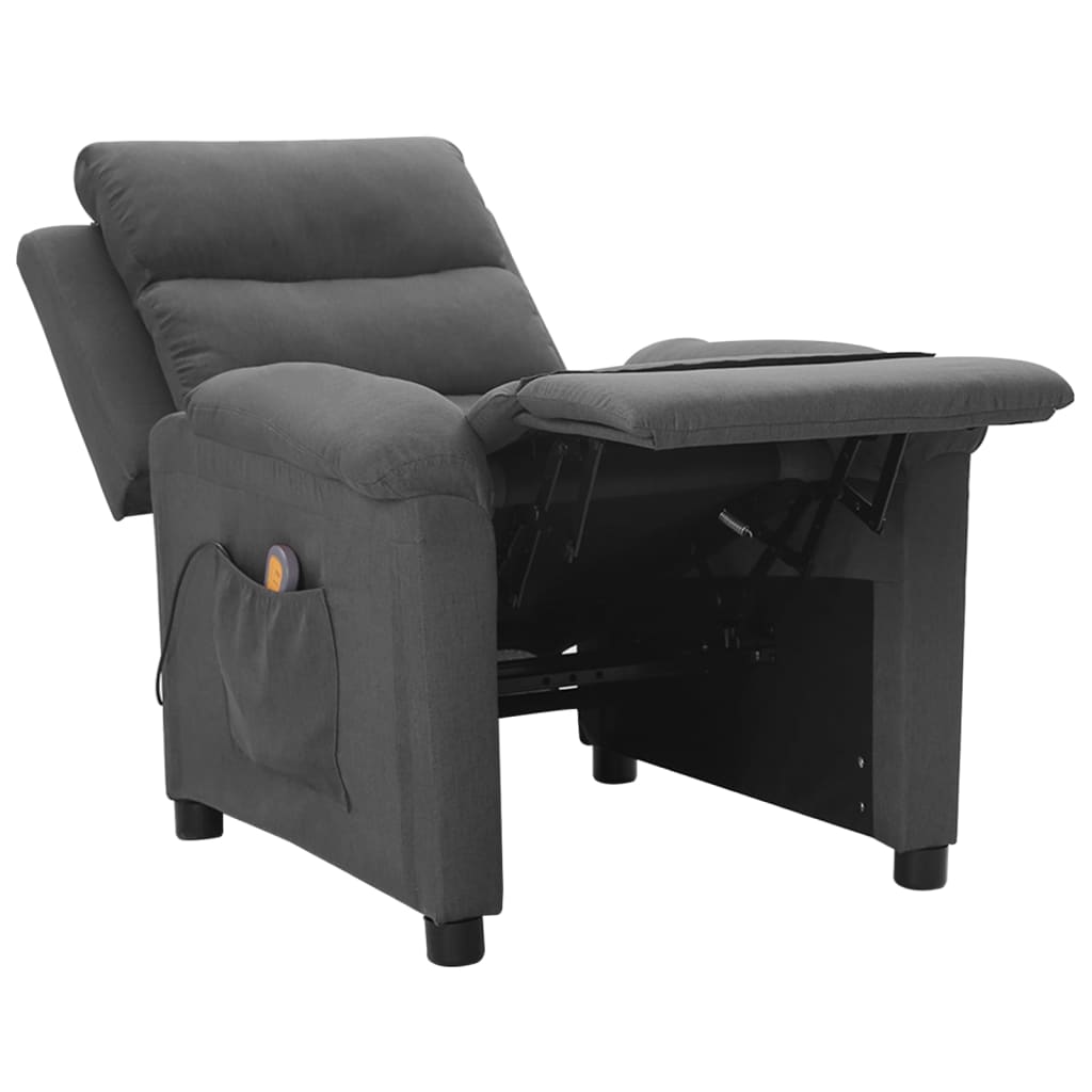 vidaXL Масажен стол, тъмносив, текстил