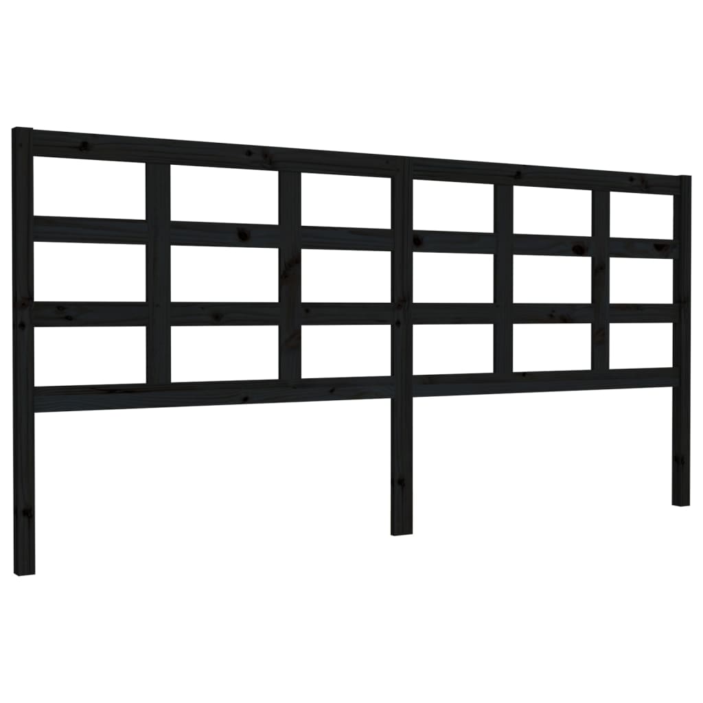 vidaXL Горна табла за легло, черна, 205,5x4x100 см, бор масив