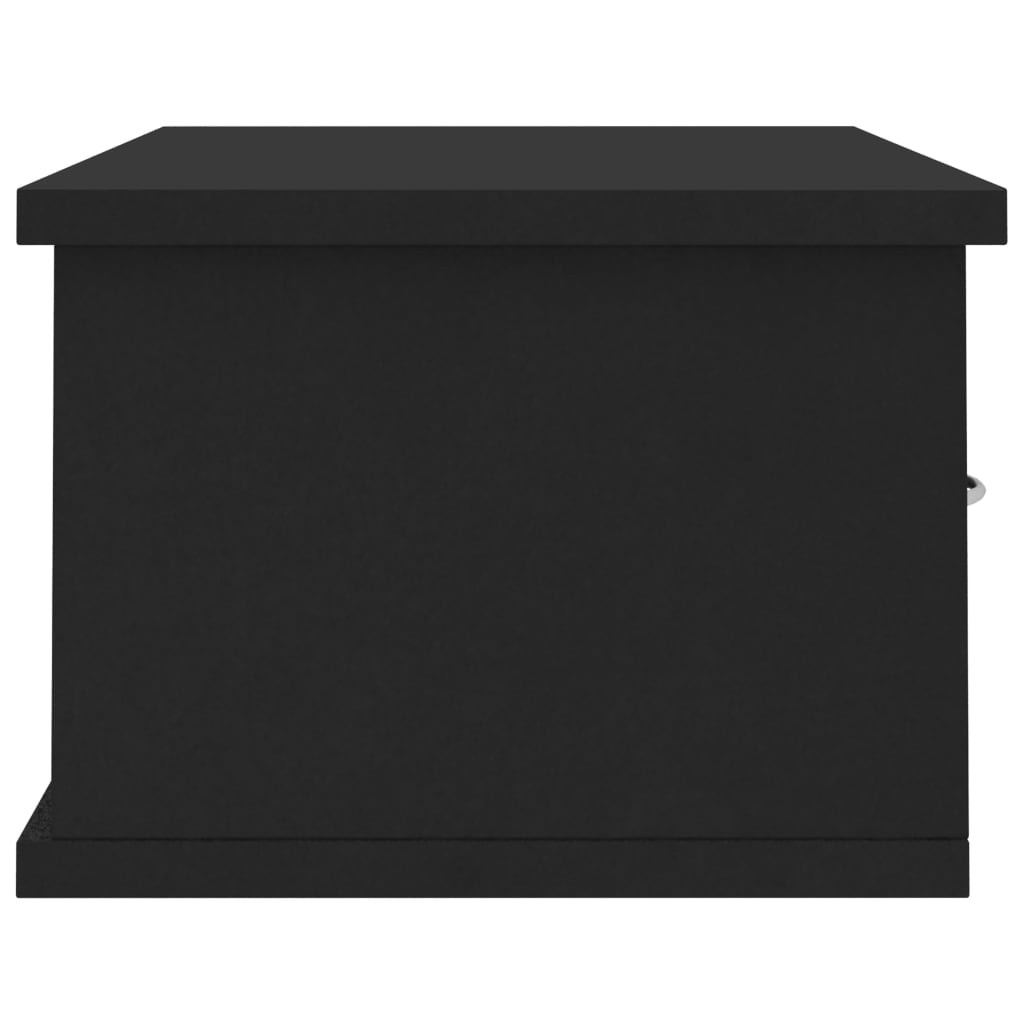 vidaXL Стенен рафт с чекмеджета, черен, 60x26x18,5 см, ПДЧ