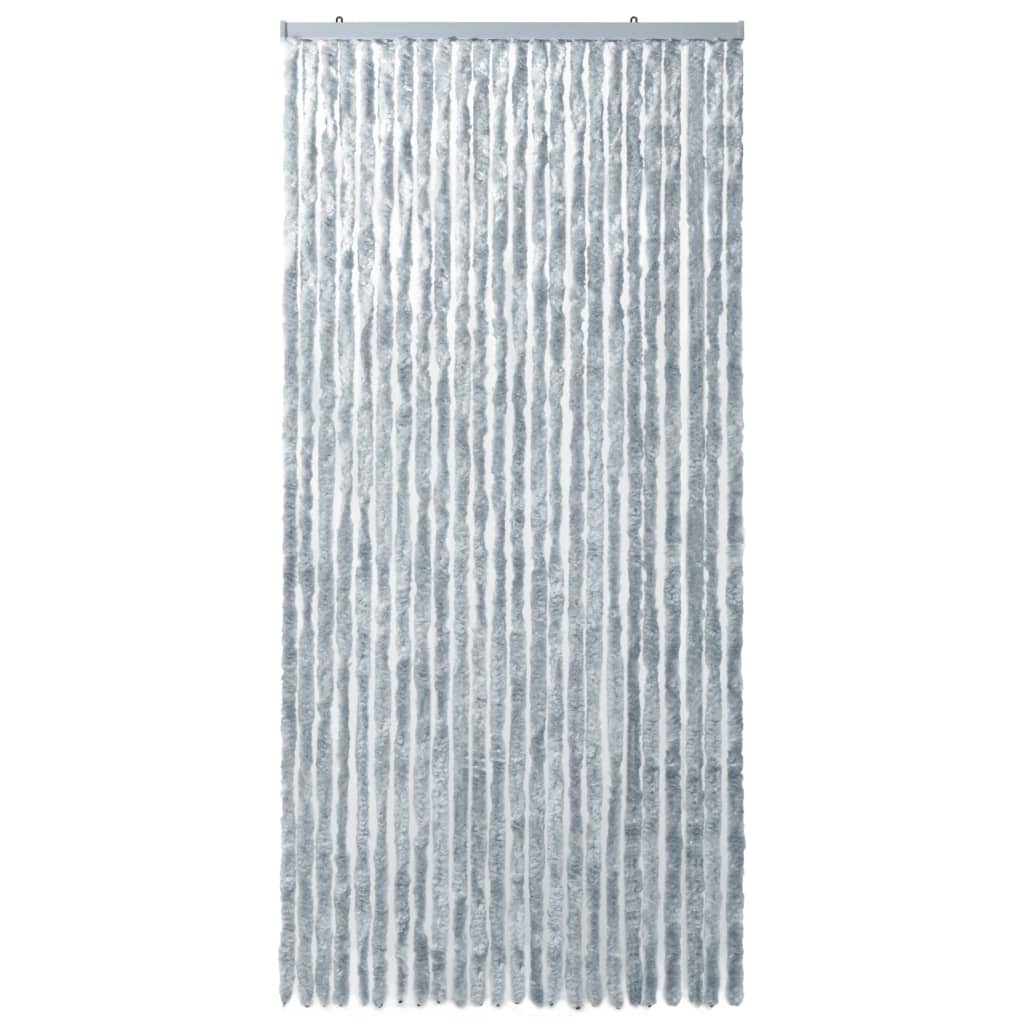vidaXL Завеса против насекоми, бяло и сиво, 100x220 см, шенил