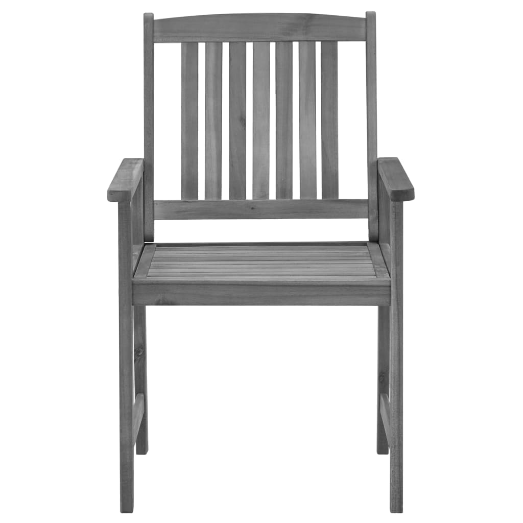 vidaXL Градински столове с възглавници, 4 бр, сиви, акация масив