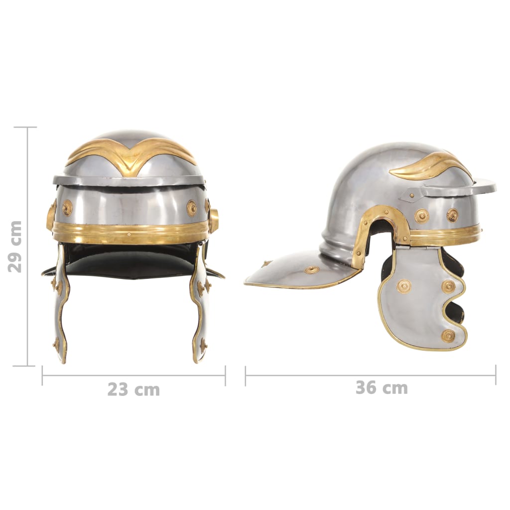 vidaXL Римски военен шлем, антична реплика, ЛАРП, сребрист, стомана