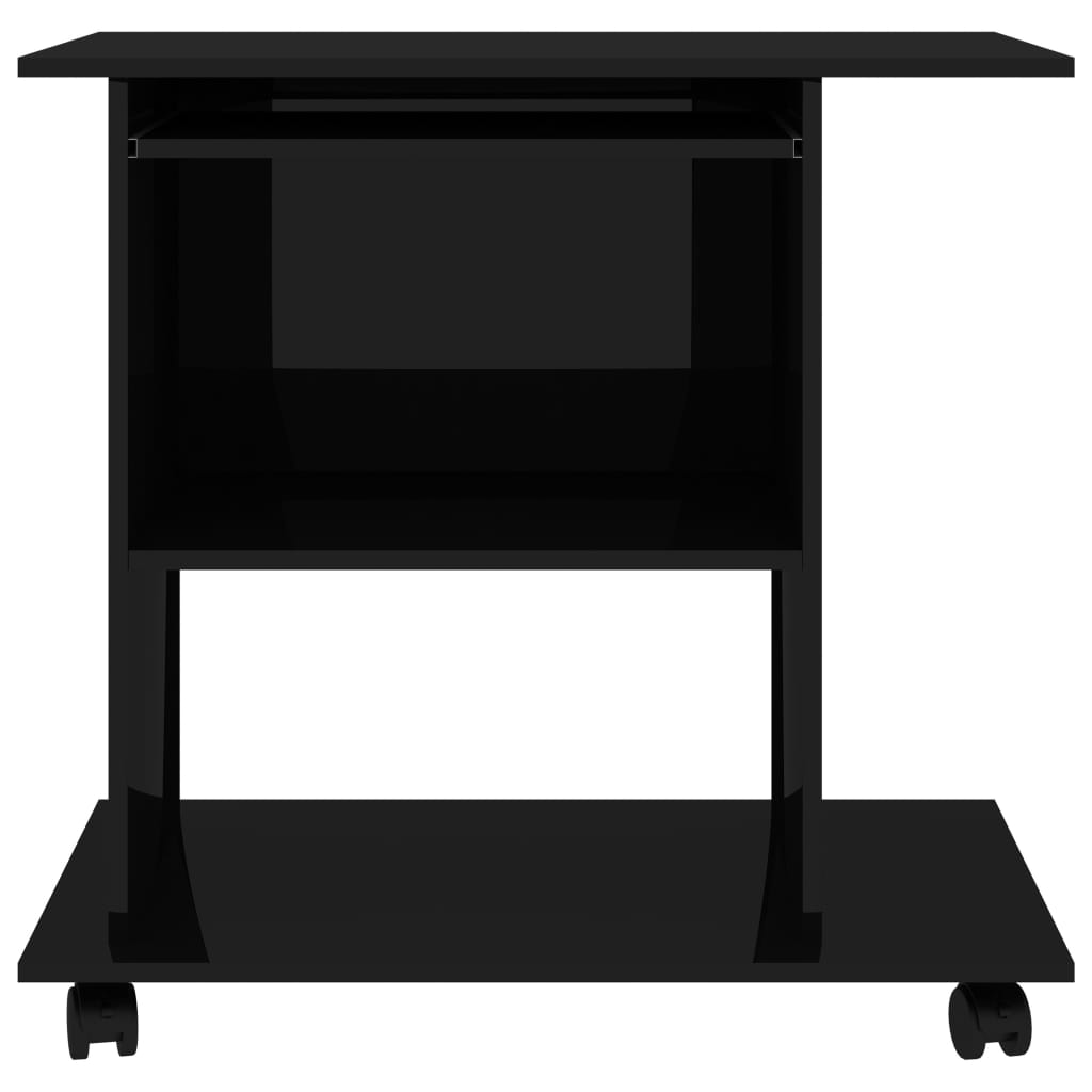vidaXL Компютърно бюро, черен гланц, 80x50x75 см, ПДЧ