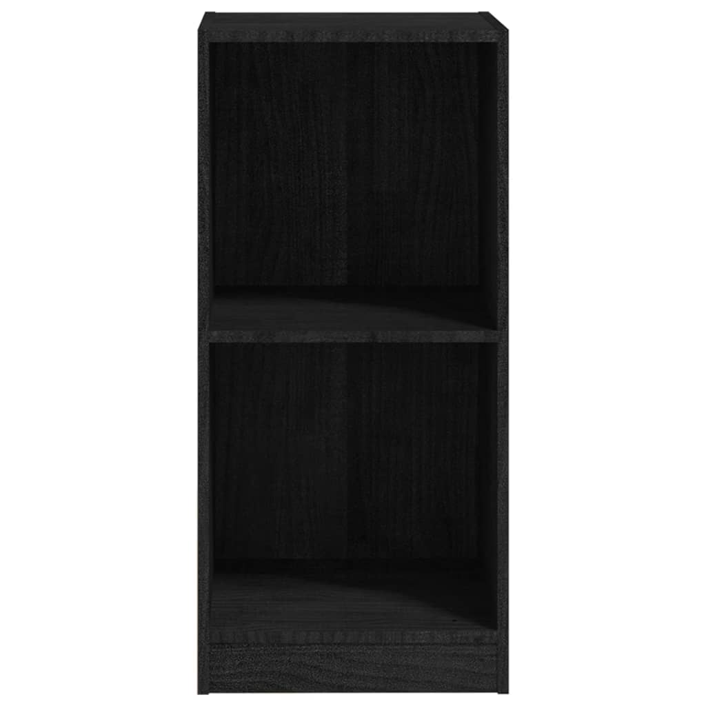 vidaXL Страничен шкаф, черен, 35,5x33,5x76 см, борово дърво масив