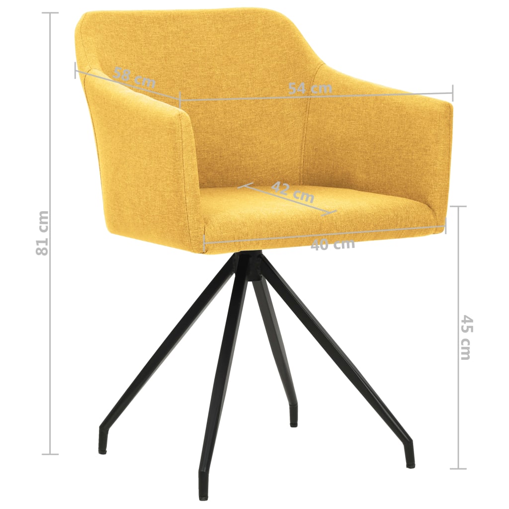 vidaXL Въртящи се трапезни столове, 2 бр, горчица, текстил
