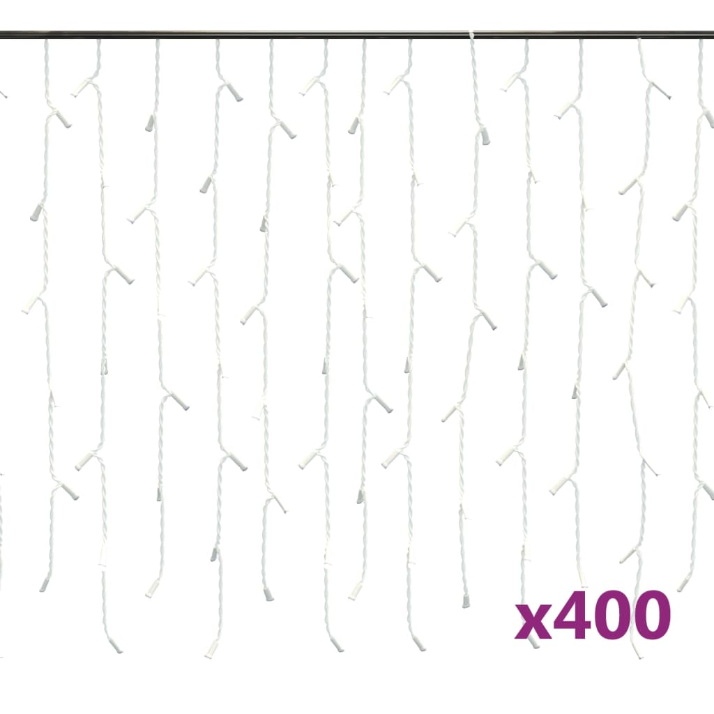 vidaXL LED завеса ледени висулки 10 м 400 LED топло бяло 8 режима