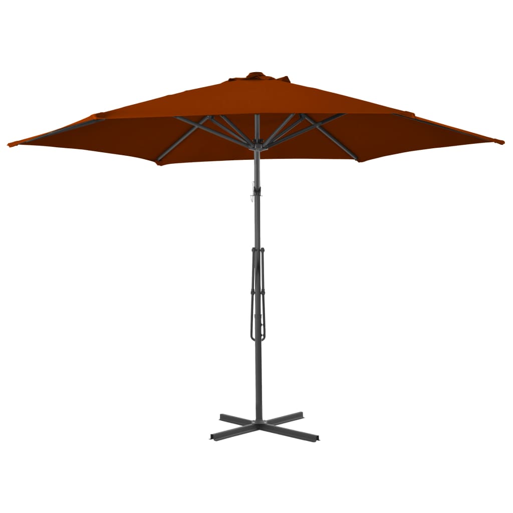 vidaXL Градински чадър със стоманен прът, теракота, 300x230 см
