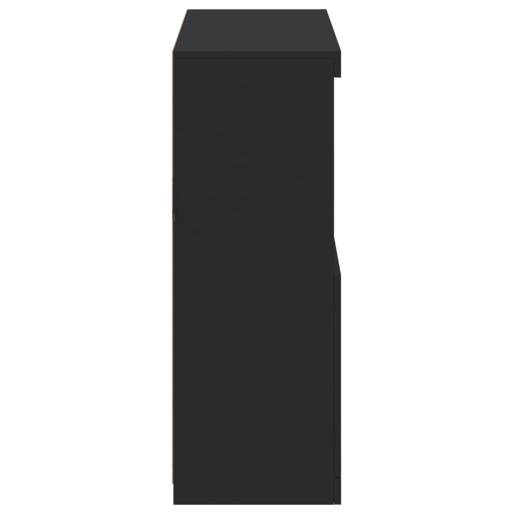 vidaXL Сайдборд с LED светлини, черен, 81x37x100 см