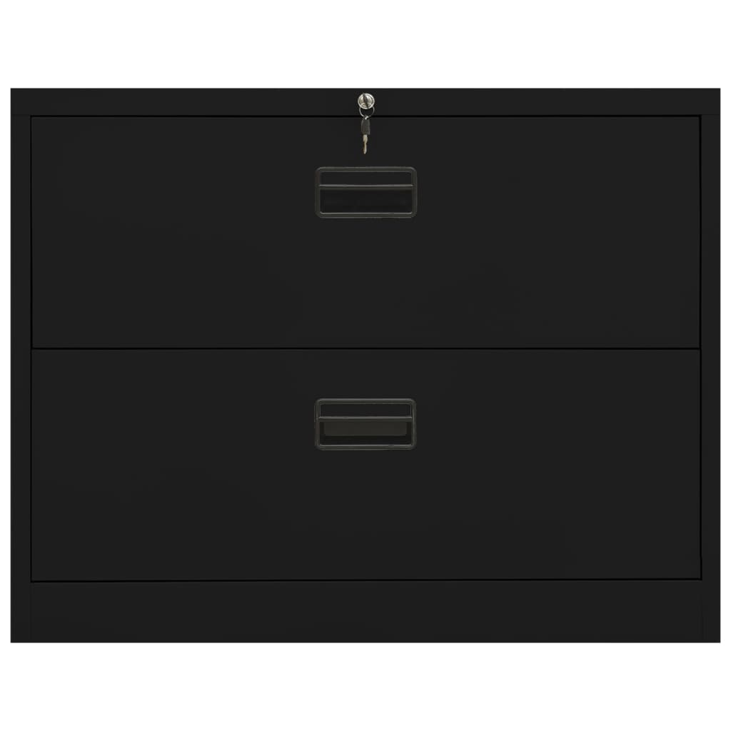 vidaXL Шкаф за папки, черен, 90x46x72,5 cм, стомана