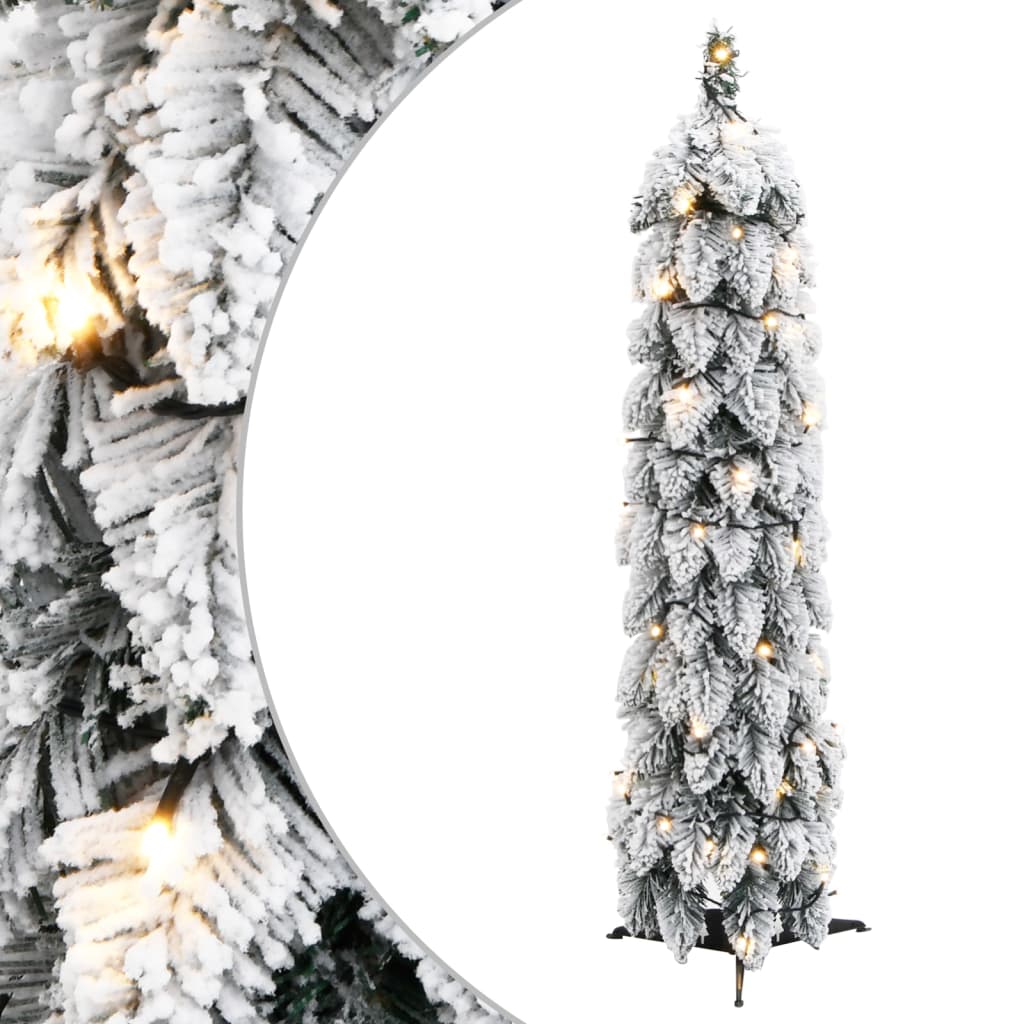 vidaXL Изкуствена осветена коледна елха с 30 LED флокиран сняг 60 см