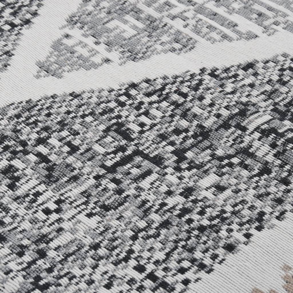 vidaXL Килим, черно и сиво, 100x200 см, памук