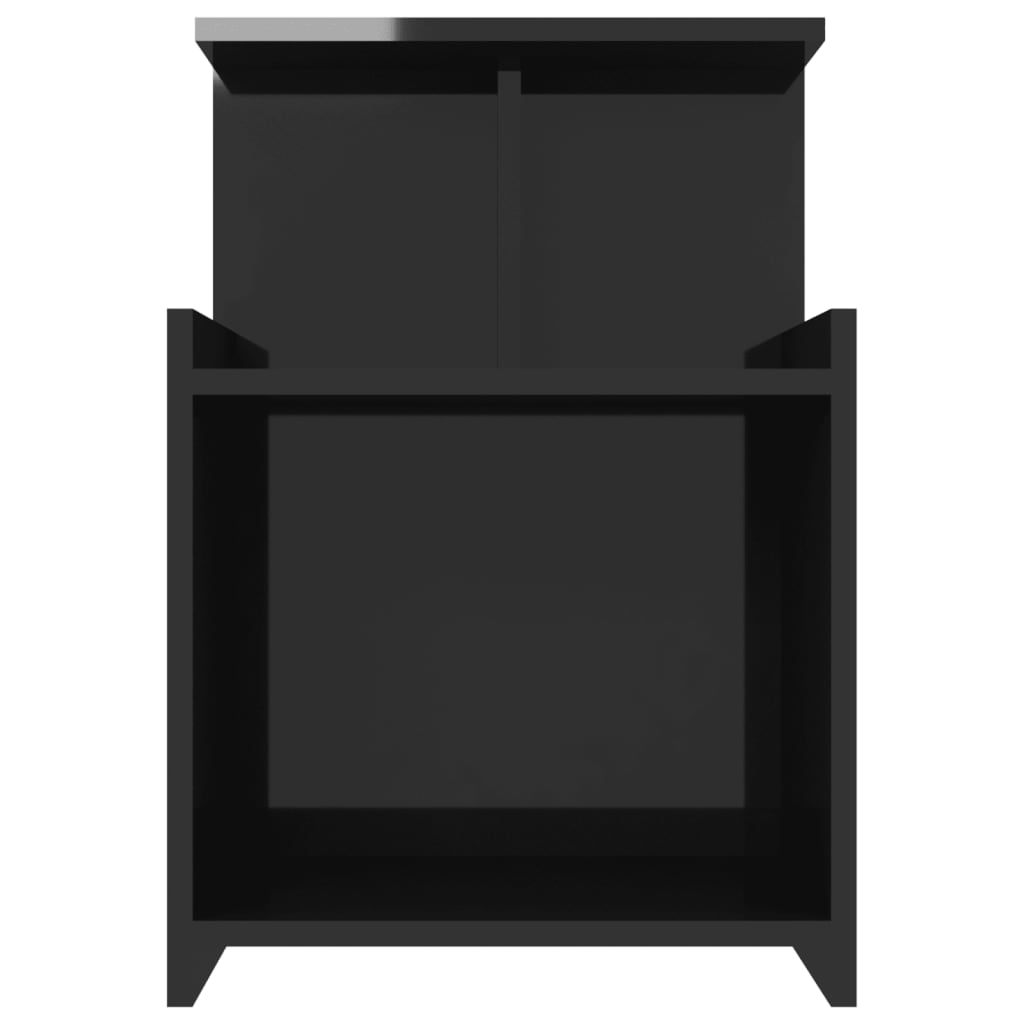 vidaXL Нощнo шкафче, черен гланц, 40x35x60 см, ПДЧ