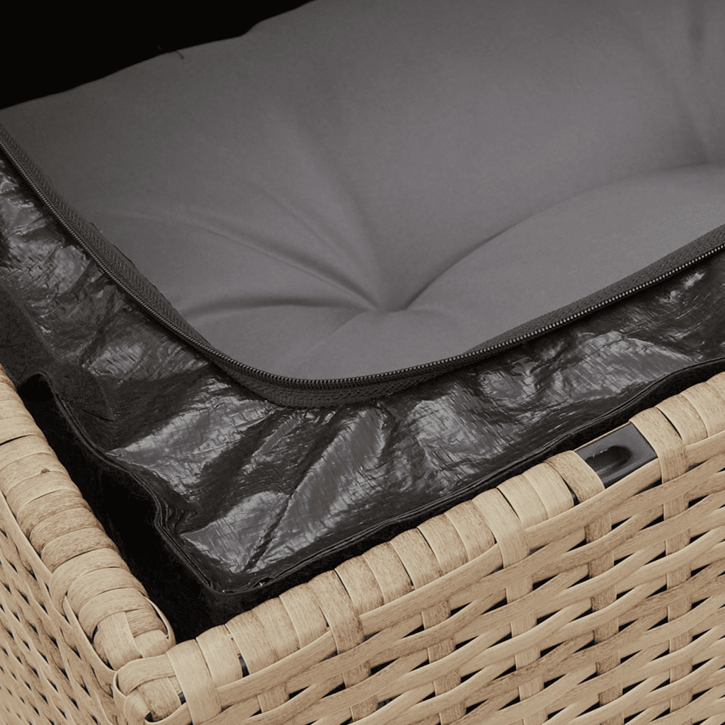vidaXL Градински диван с възглавници, 14 части, бежов, полиратан