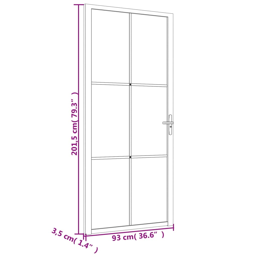 vidaXL Интериорна врата, 93x201,5 см, черен мат, стъкло и алуминий