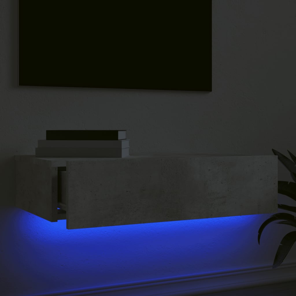 vidaXL ТВ шкаф с LED осветление, бетонно сив, 60x35x15,5 см