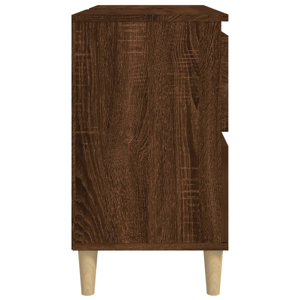 vidaXL Шкаф за мивка, кафяв дъб, 80x33x60 см, инженерно дърво