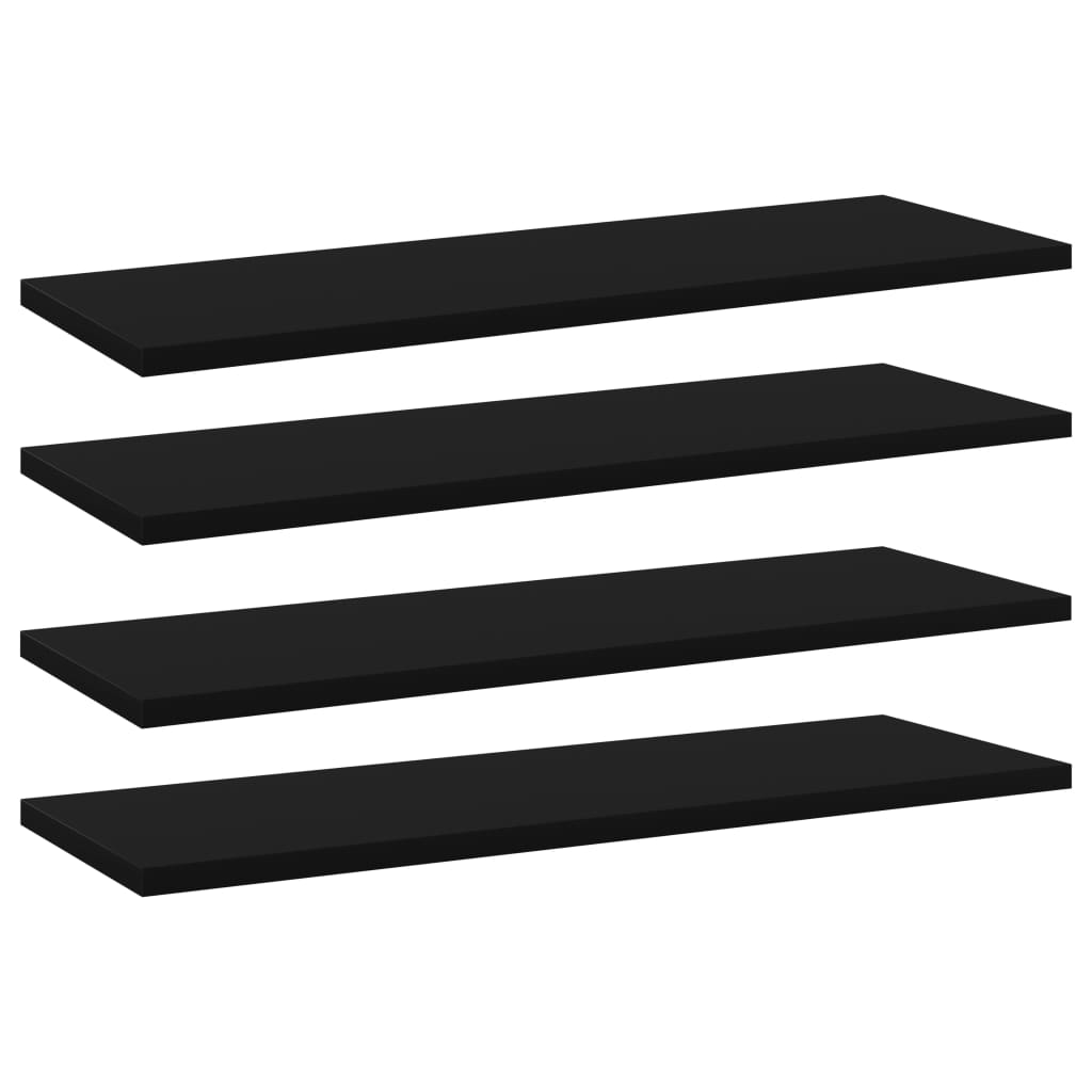 vidaXL Рафтове за етажерка, 4 бр, черни, 60x20x1,5 см, ПДЧ