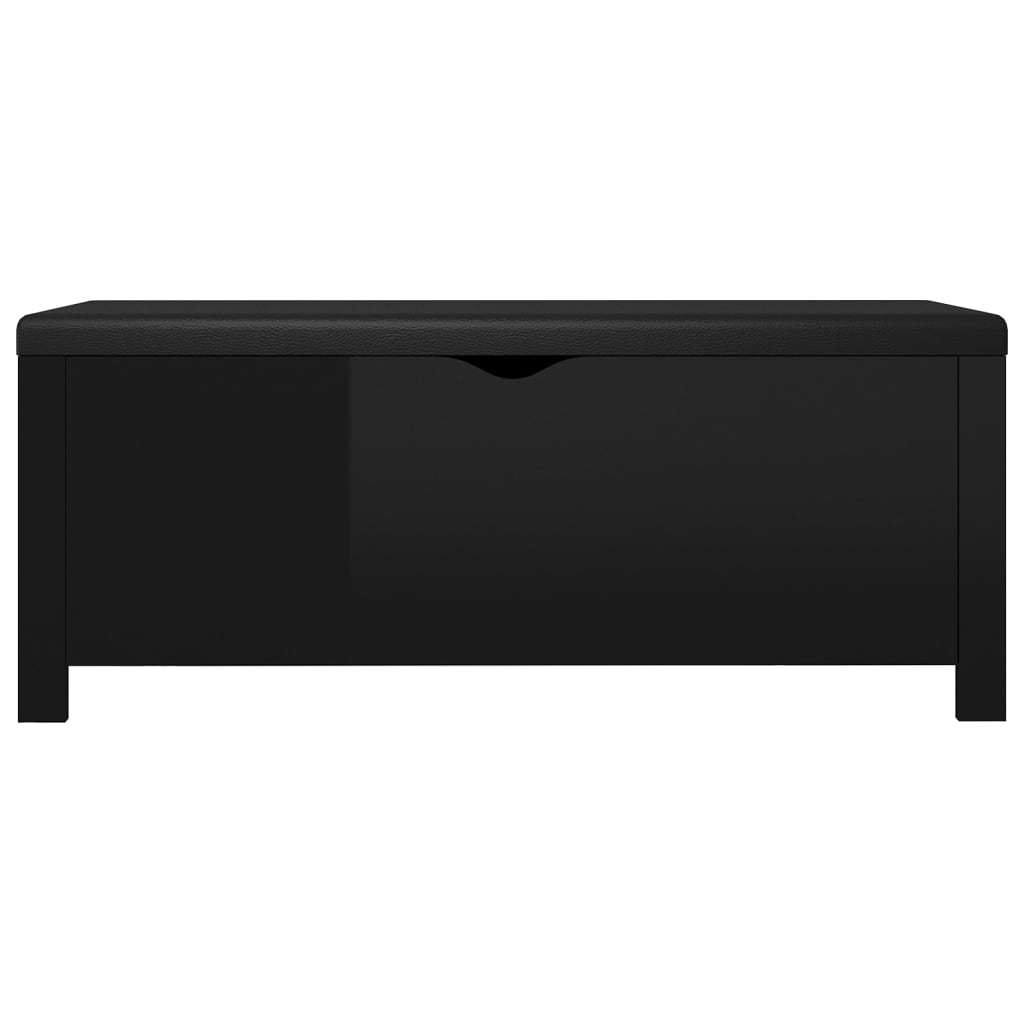 vidaXL Кутия за съхранение с възглавница черен гланц 105x40x45 см ПДЧ