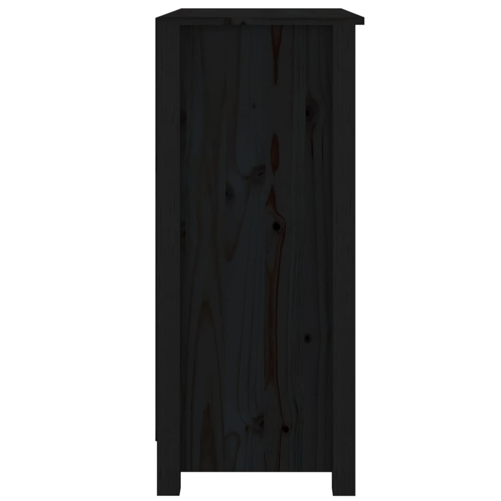 vidaXL Сайдборд, черен, 70x35x80 см, бор масив