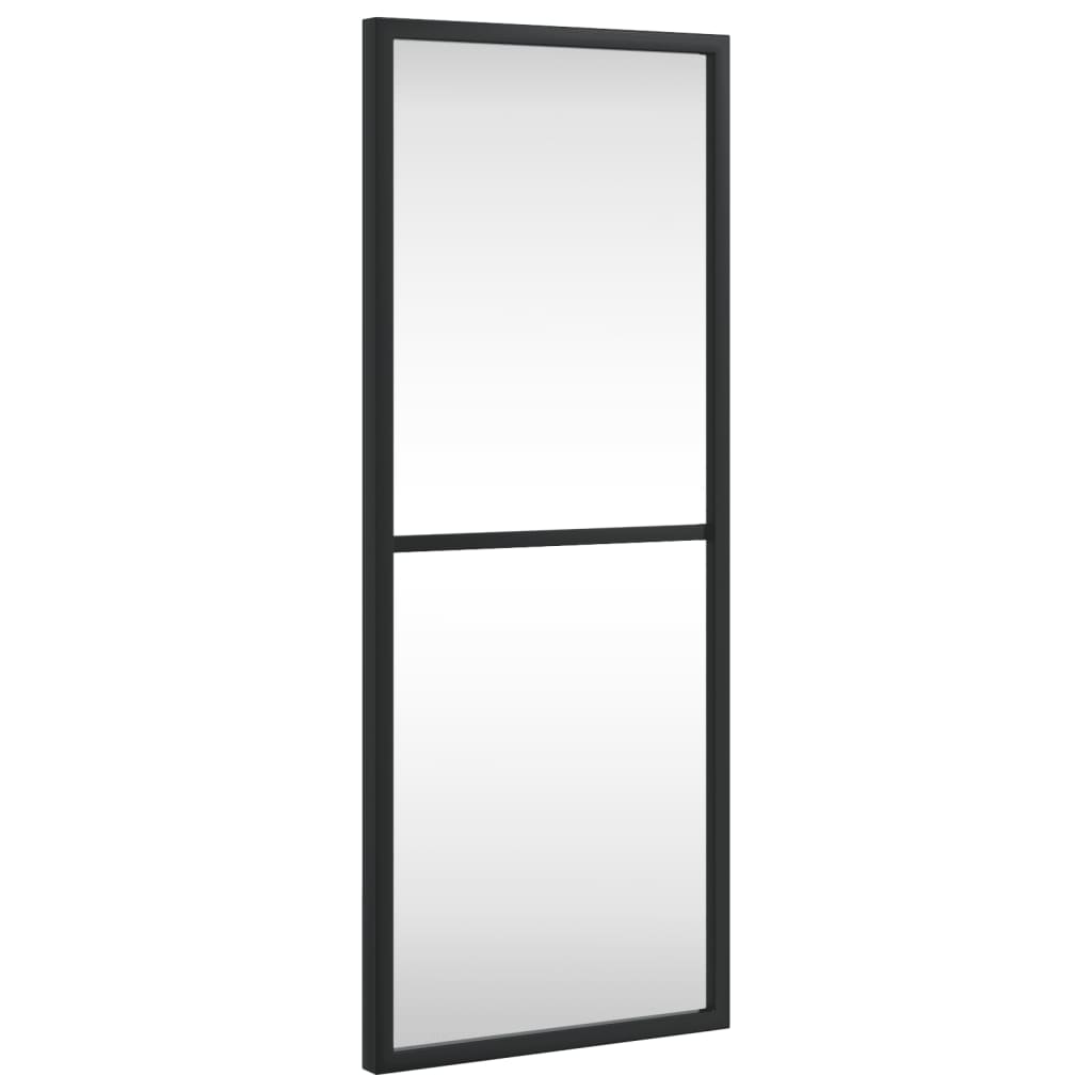 vidaXL Стенно огледало, черно, 20x50 см, правоъгълно, желязо