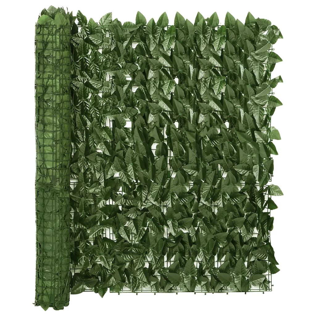 vidaXL Балконски параван с тъмнозелени листа, 600x100 см