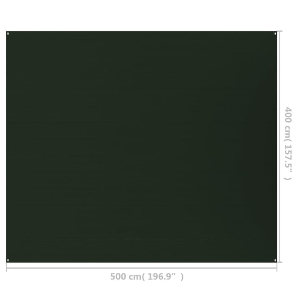 vidaXL Килим за палатка, 400x500 см, тъмнозелен, HDPE