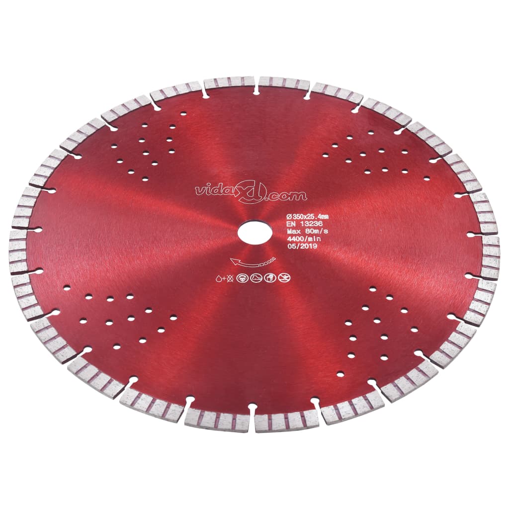 vidaXL Диамантен режещ диск с турбо и отвори, стомана, 350 мм