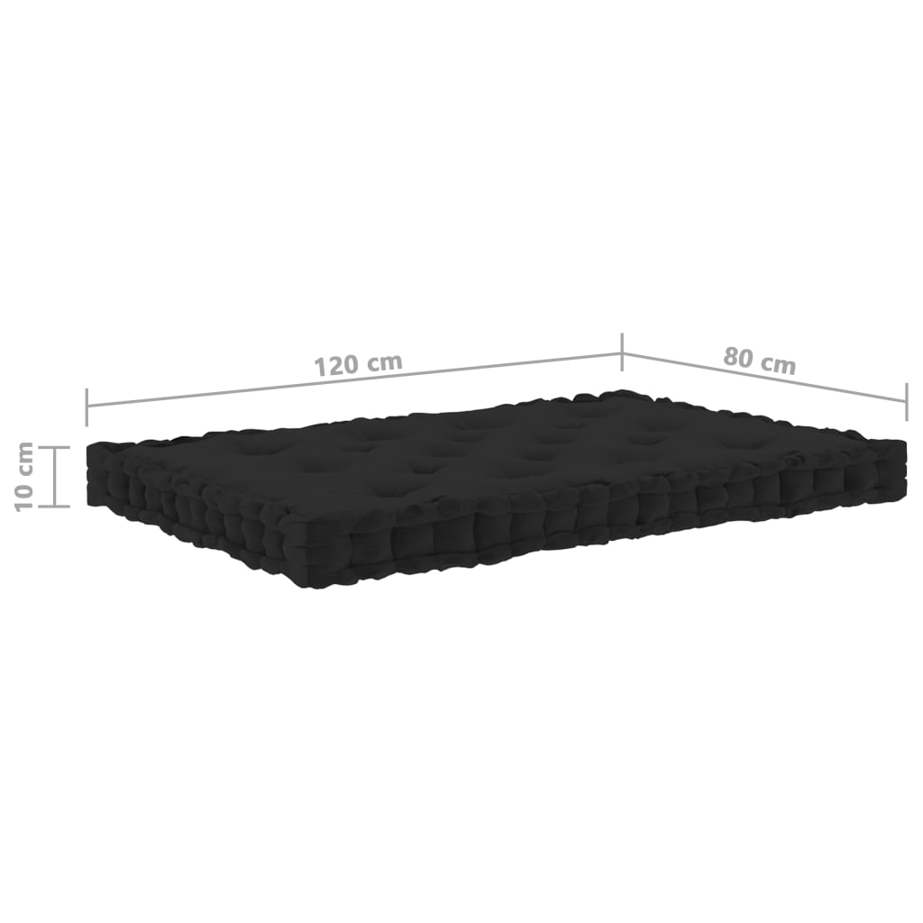 vidaXL Палетни възглавници за под, 6 бр, черни, памук