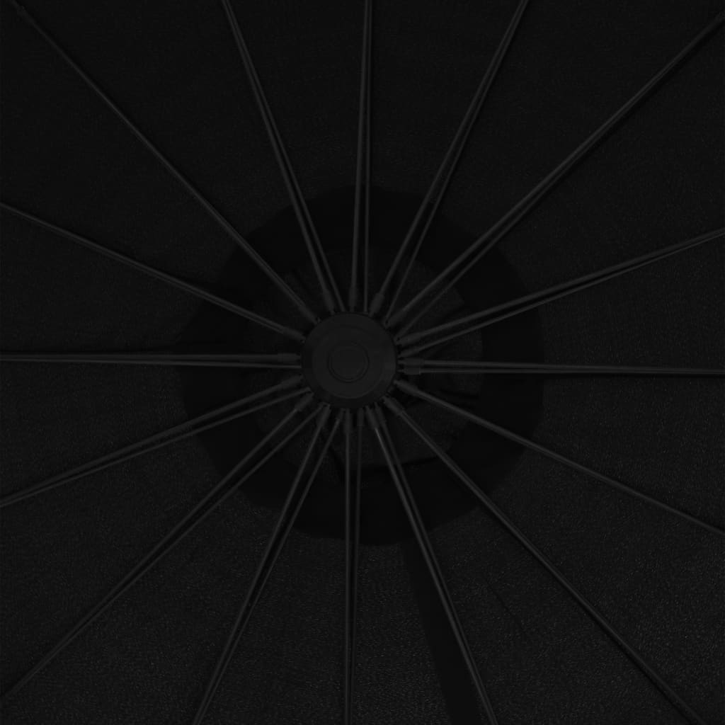 vidaXL Висящ чадър за слънце, черен, 3 м, алуминиев прът