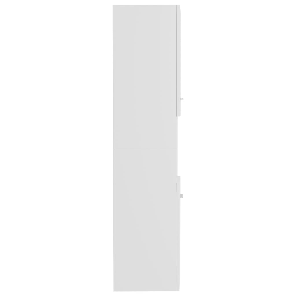 vidaXL Шкаф за баня, бял гланц, 30x30x130 см, ПДЧ